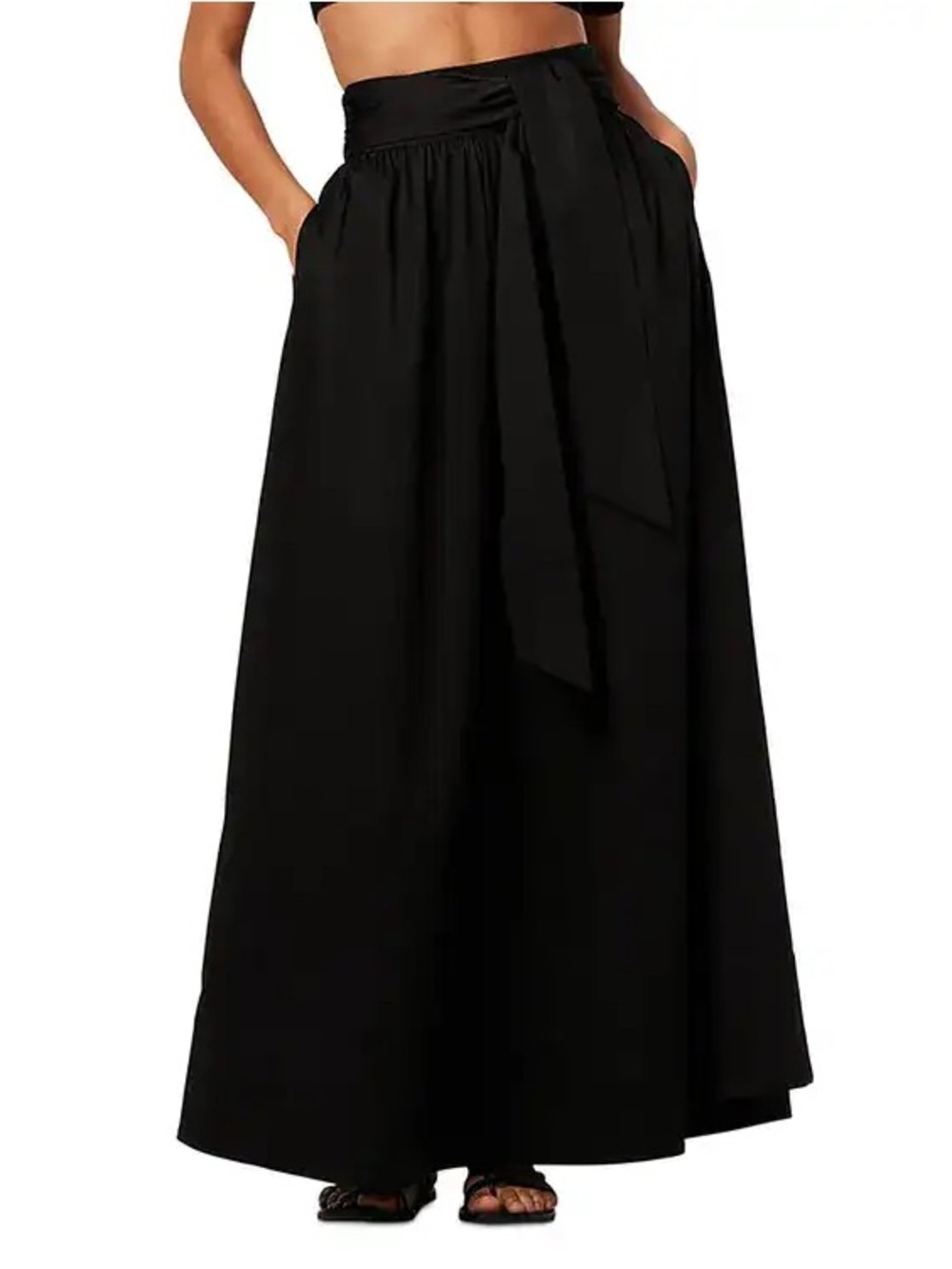 Toccin Sabine Tie Front Black Midi Skirt - size XS - NWT